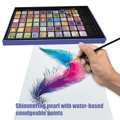 60 Colors Mini Glitter Metallic Watercolor Paint Set – Shimmering Pearl Art Supp
