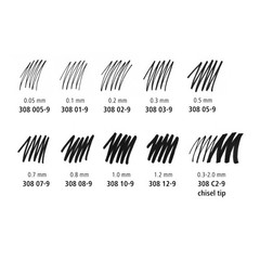 Fine Liner Pens Pack of 3 Black 0.5mm 1.2mm Staedtler Pigment 308-9S2BK3 Widths