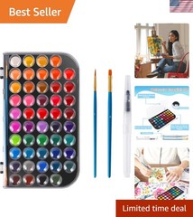 Deluxe 48 Color Washable Watercolor Paint Set with Brush and Palette for Artists