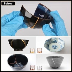Kintsugi Repair Kit – 4 Colors, Food Safe Gold Glue for Ceramics, Glass & Potter