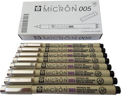 Pigma Micron pen 005 Black ink marker felt tip pen, Archival pigment ink, fine p