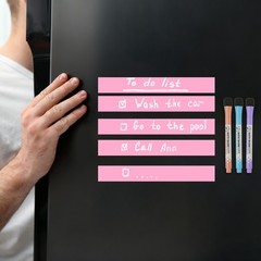 Dry Erase Strips Magnetic, 3 Pack Refrigerator Magnets Strip Label, Black