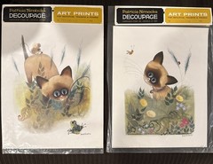 2 Vintage 1960s Patricia Nimocks Decoupage Art Prints Cats Nature Retro