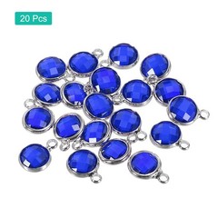 Crystal Birthstone Charm 9mm Dia September Pendant Drop Beads Dark Blue 20Pcs