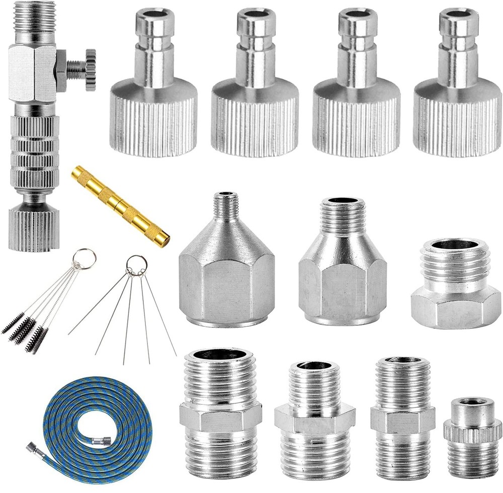 16 Pcs Airbrush Adapter Set Includes 12 Pcs Airbrush Adapter Kit Fitting Quic…