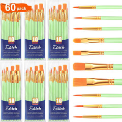 Paint Brushes Set,6 Packs 60 Pcs Acrylic Paint Brush Set,Acrylic Oil Watercolor,