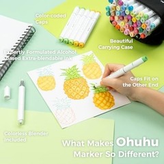 Ohuhu Honolulu 48 Mid-tone Colors Brush & Chisel Dual Tip Alcohol Art Markers