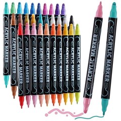 30 Colors Waterproof Dual Tip Acrylic Paint Pens, Dot & Fine Tip Premium