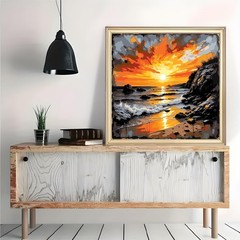 Sunset Sea Beach Paint by Numbers for Adults, DIY Paint by Numbers Kits for Adul