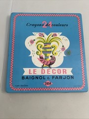 Vintage Baignol & Farjon d’apres Alain Cornie 24 Colored Pencils Tin France 2654