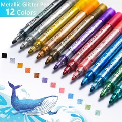 ZSCM Large Acrylic Glitter Markers Pen, 12 Colors Stocking Stuffers Gifts, Me…