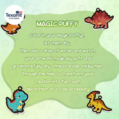 Magic Foam Texture Painting Kit – Dinosaur Theme 3D Art Puffy Paint Kit,15 Mess-