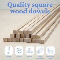 Wood Square Dowel Rods 3/8 x 24″, Sticks for Crafts & Woodworking|Woodpeckers