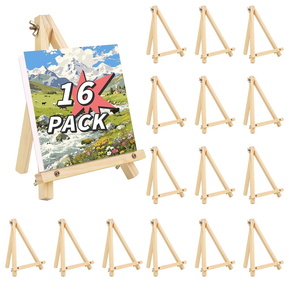 16 Pack 9 Inch Easel for Painting, Wooden Easel Stand Canvas Stand for Sign T…