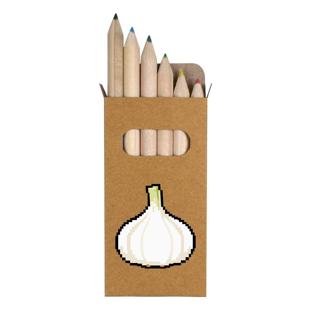 6 x ‘Pixel Style Garlic Bulb’ Short Colour Pencils (PE00090486)