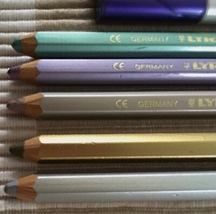 METALLIC PENCILS IN NEW ZIP CASE ~ 1 GOLD – 1 SILVER 3 OTHERS 2 FABER ~ ALL NEW