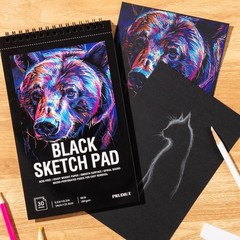 30 Sheets Black Paper Sketchbook, 98lb/160gsm 5.5×8.5 Inch (1 pack), black