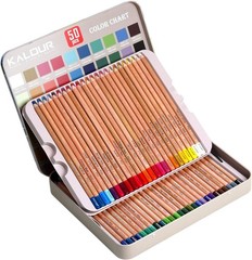 Pro Pastel Chalk Colored Pencils Set of 50 Colors Color Charcoal Pencils for