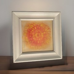 Framed Floral Wall Art Print Orange Flower & Petals Burst White Frame 11.5×11.5