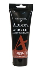 Academy Acrylic Paint Gloss Burnt Sienna Plastic Tube 200ml/6.8 oz