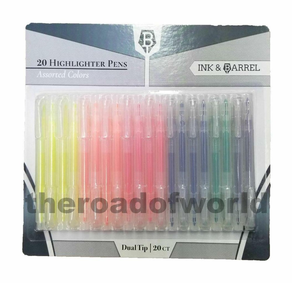 4-Pack Ink & Barrel Dual Tip Highlighter Pens – 80 Assorted Colors Total