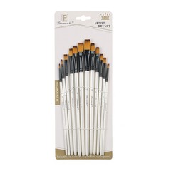 12x New Nylon Wool Artist Paint Brushes Fit For Watercolour Acrylic Gouache