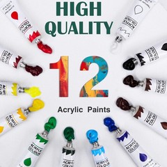 ESRICH Acrylic Paint Set,Paint Set with 10 Brushes12 27pack, Colorful