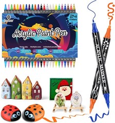 24 1 Count (Pack of 24), B-24 Colors Dual-Tip Acrylic Paint Markers Set