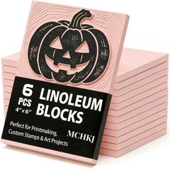 6 PCS Pink Linoleum Blocks Printmaking Rubber Stamp Carving Linocut Supply