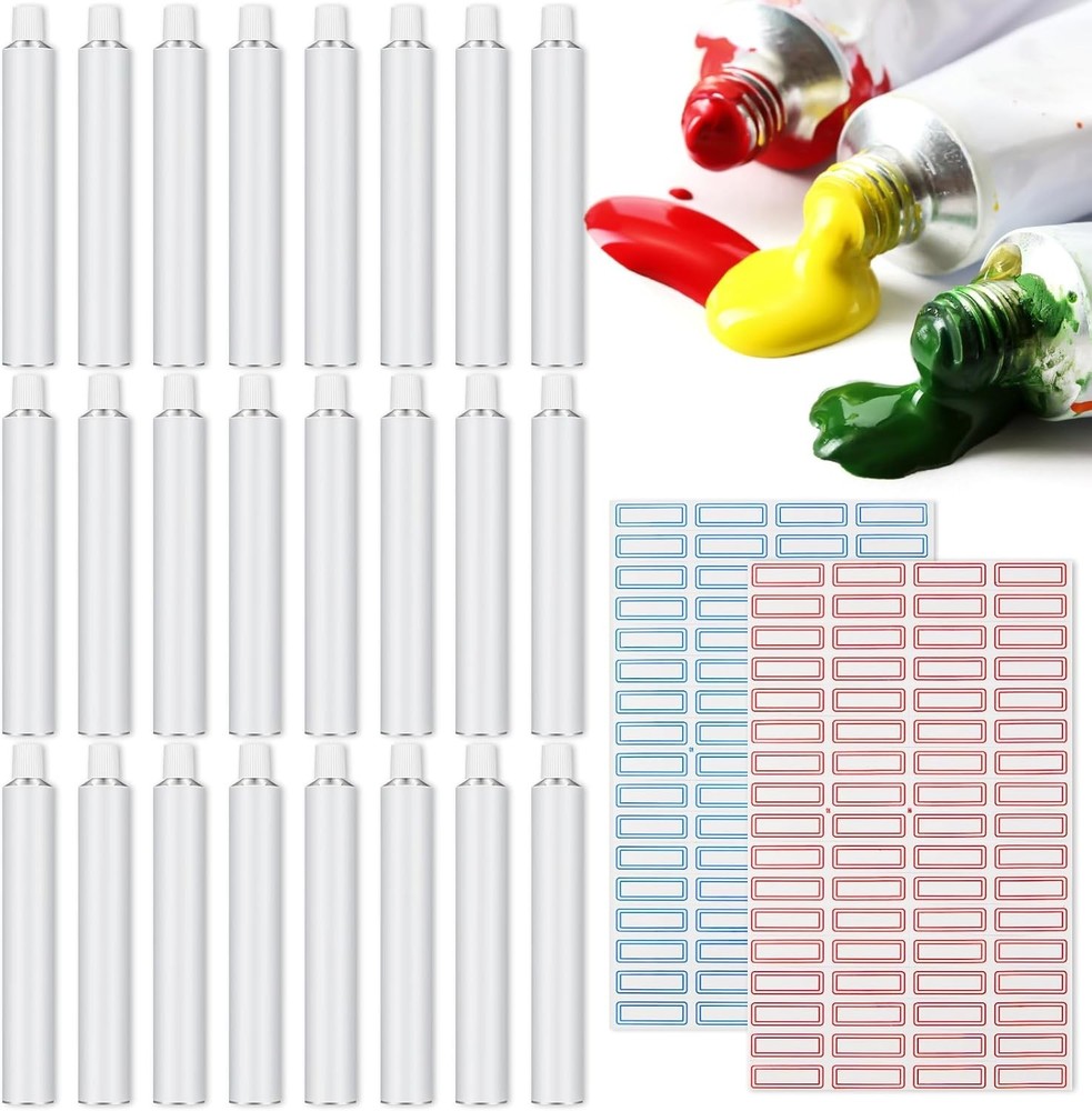 24 Pcs Empty Aluminum Paint Tubes 20 ml Paint Tubes for Making Paint and Stor…