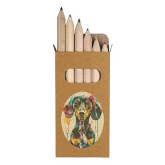 6 x ‘Dachshund Portrait’ Short 85mm Pencils / Coloured Pencil Set (PE00075204)