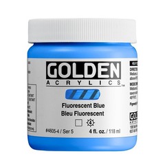 Heavy Body Acrylic Paint Fluorescent Blue 4 Fl Oz Jar Professional Transparent
