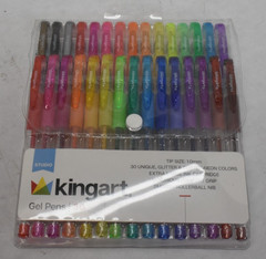 Kingart Gel Pens Tip Size 1.0mm Glitter Neon Colors Extra Large Ink Cartridge