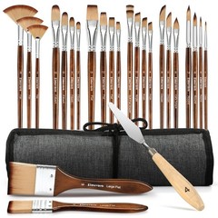Zimuvora 25pcs Paint Brush Set, Varies (e.g., #6, #8, #10, #14), Wood