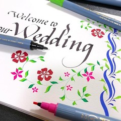 ZIG Calligraphy Marker Pens, 12 Colors Set, 2Mm & 3.5Mm Dual Tip Markers