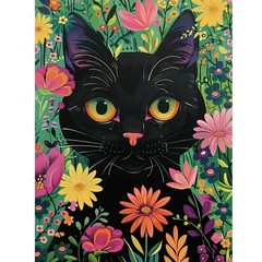 Black Cat Diamond Art Painting Kits for Adults, 5D Cat Diamond Dots for Beginner