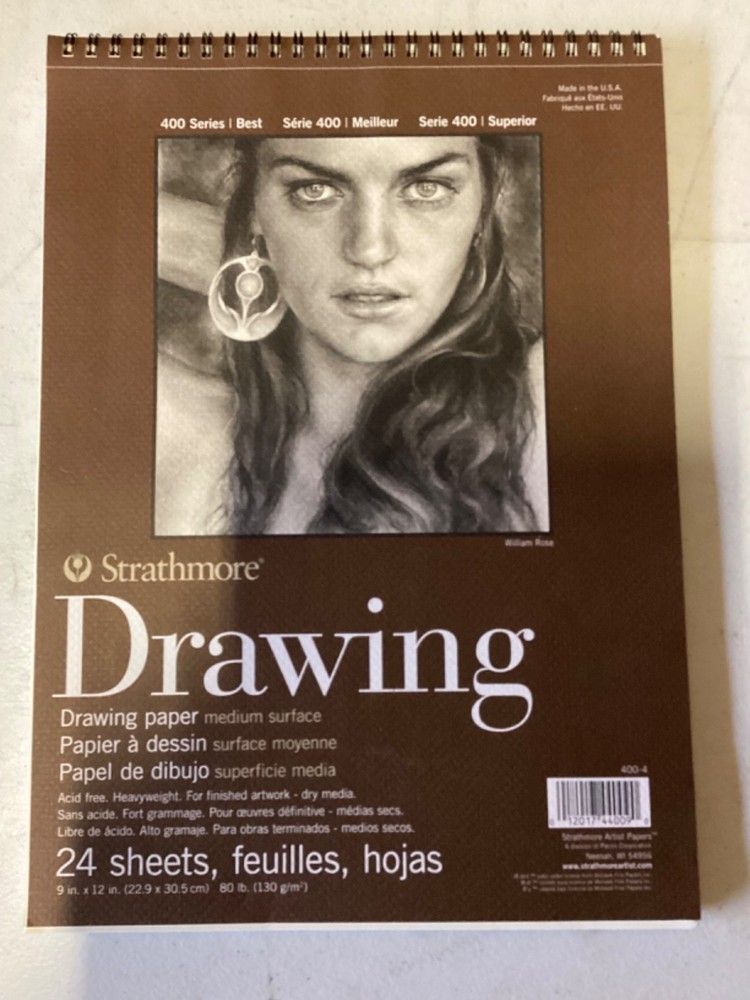 Strathmore 400 Series Drawing Paper Pad 2 Sheets Used 22 Left 9” x 12”