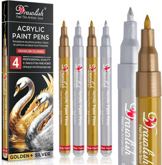 Acrylic Paint Pens – Permanent Markers 2 Gold Pens & 2 Silver Paint Marker Pen