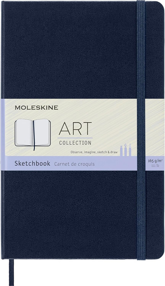 Art Sketchbook, Hard Cover, Large (5″ X 8.25″) Plain/Blank, Sapphire Blue, 104 P