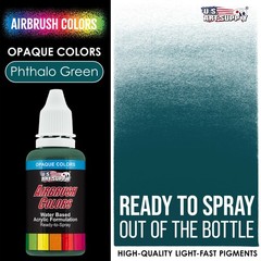 US Art Supply 1-Ounce Opaque Phtalo Green Airbrush Paint
