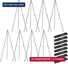 Nicpro Black Easel Stand for Sign, 8 Pack 63″ Metal Portable Adjustable Collapsi