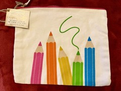 Canvas Pencil Bag 10.5” X 8.5” Colorful Pencils Decor New NWT