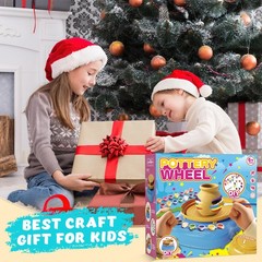 TingingYuli Pottery Wheel for Kids,Complete Kit and Tools yellow/cyan