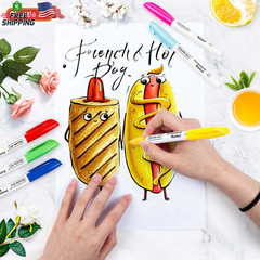 Shuttle Art 30 Colors Permanent Markers, Fine Point, Assorted Colors, Works on P