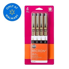 Sakura Micron Fineliner Pens, 4 Micron Drawing Pens Tip Sizes: 01, 02, 03, 05