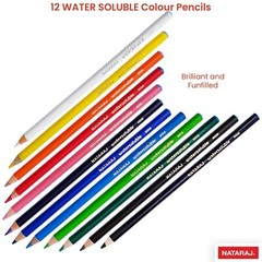 PREMIUM Quality Water Soluble Colouring Pencils + Sharpener + Brush – Pack of 12