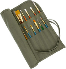Deluxe Canvas Art Paint Brush Holder & Storage Organizer Roll-Up Case Bag – 24 S