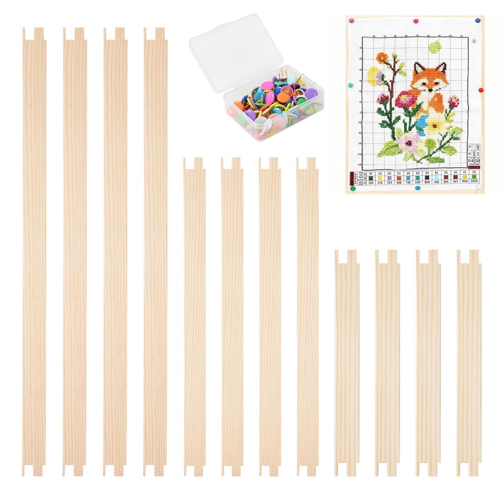 Jieting 12pcs Wooden Stretcher Bars Kit with 100 8/12/16 Inch, Burlywood