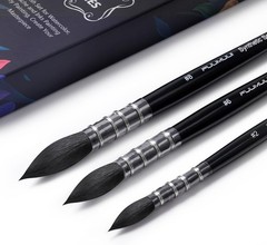 Watercolor Brushes Set, 3Pcs Fuumuui Round Quill Mop Fine Tips Watercolor Paint