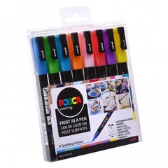 Posca PC-3M Paint Marker Assorted Sparkling Colours – 8 Pack